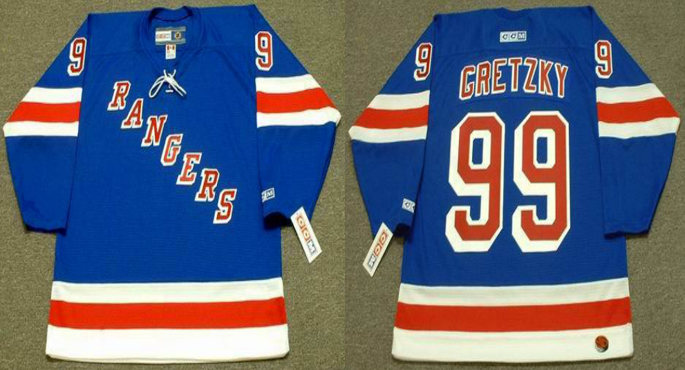 2019 Men New York Rangers 99 Gretzky blue style 2 CCM NHL jerseys